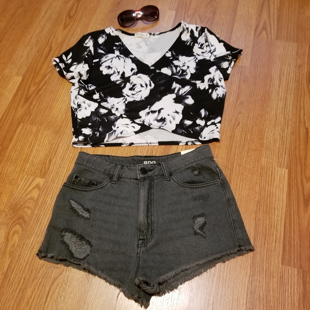 BDG High Rise Cheeky Distressed Denim Shorts